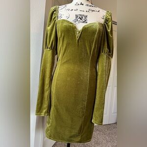 Witchy Olive Green Velvet Dress